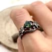 Moss Agate Sterling Silver Maple Leaf Ring