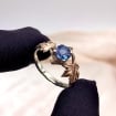 London Blue Topaz Sterling Silver Maple Leaf Ring