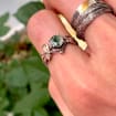 Moss Agate Sterling Silver Maple Leaf Ring