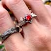 Padparadscha Sterling Silver Maple Leaf Ring Set