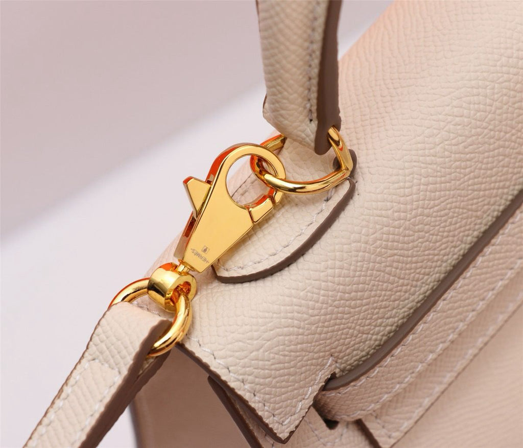 HERM Kelly 25 Cream Togo Leather Gold Hardware