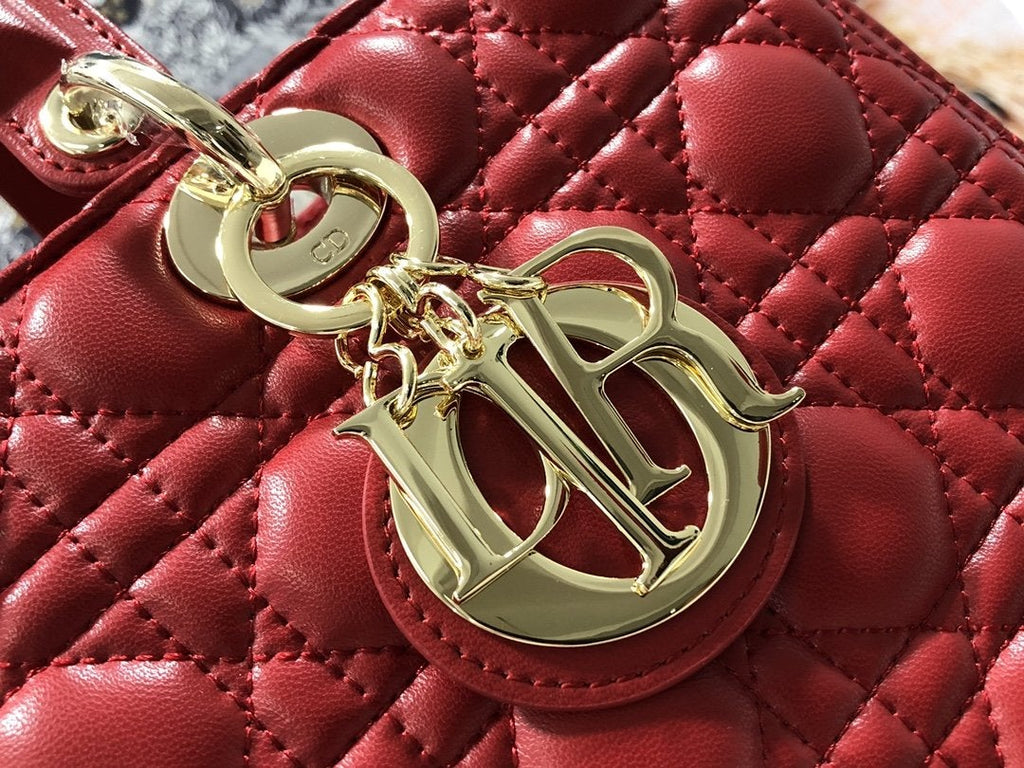 LARGE LADY BAG 32CM RED CANNAGE LAMBSKIN