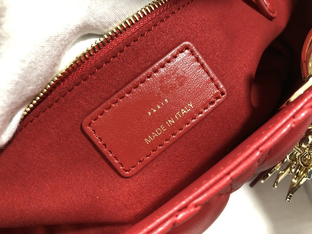 LARGE LADY BAG 32CM RED CANNAGE LAMBSKIN
