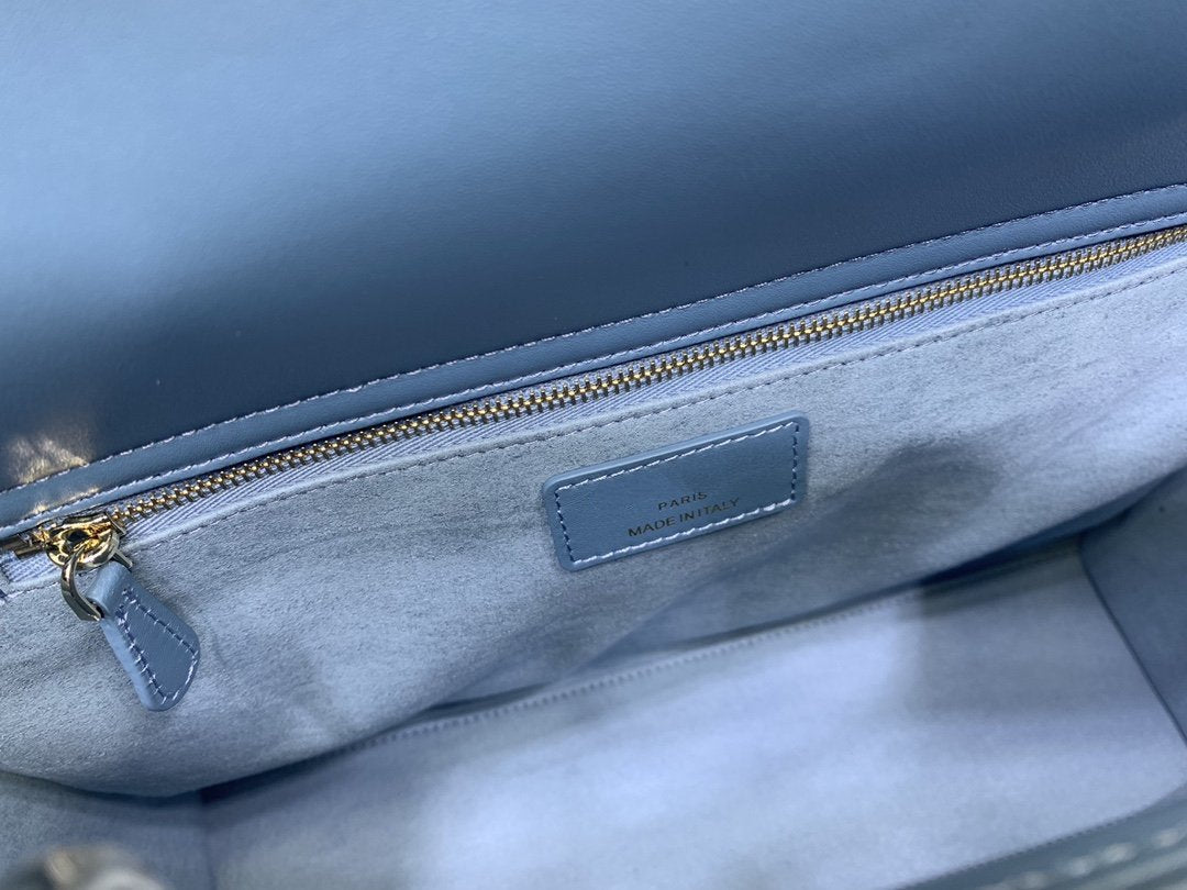 LARGE LADY BAG 32CM BLUE CANNAGE LAMBSKIN