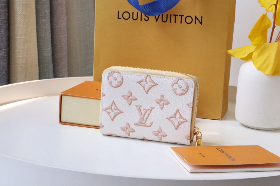 LOU WALLET 11.5 WHITE PINK MONOGRAM CANVAS