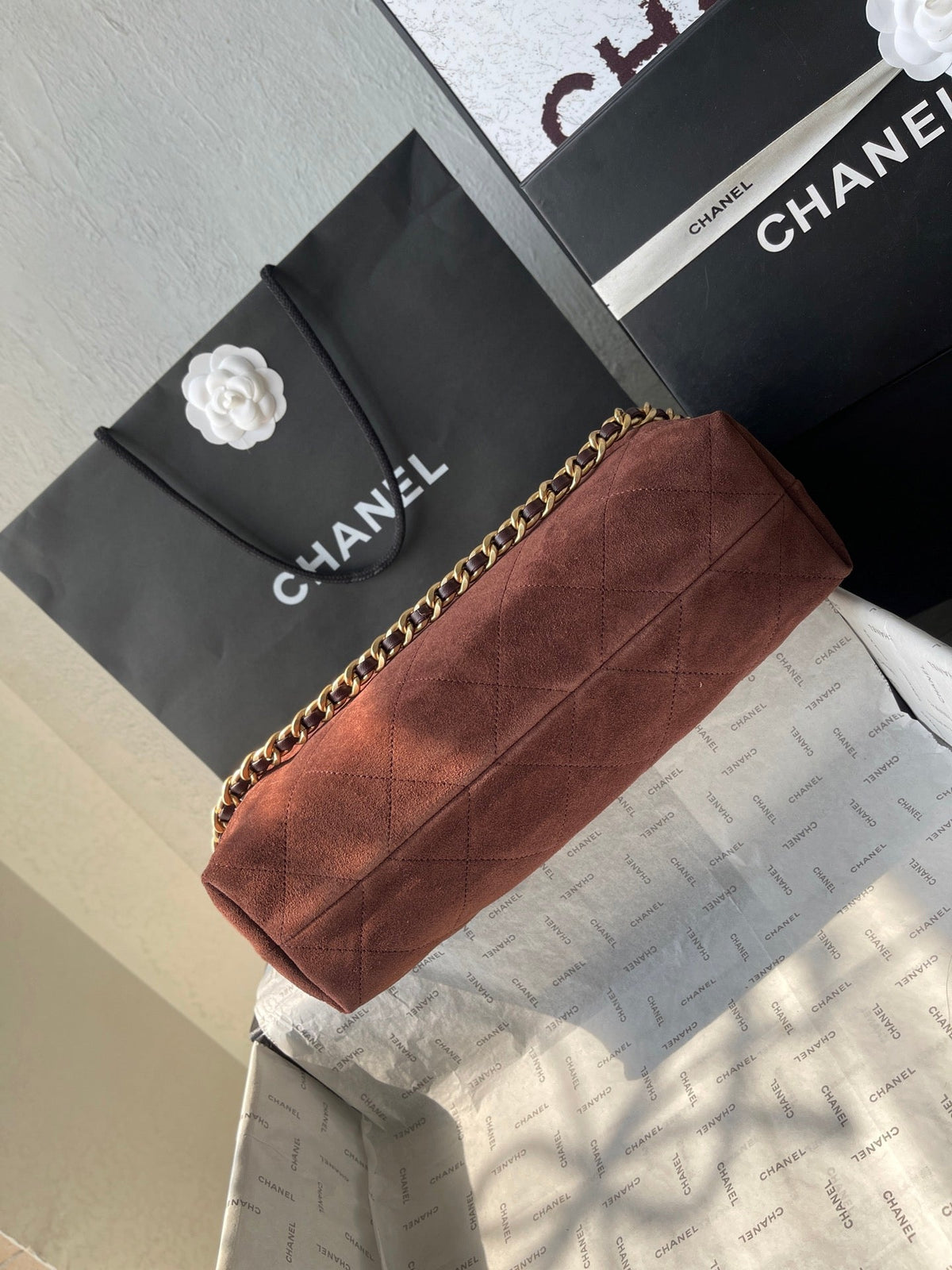 CC 25A Tote Bag 33cm Dark Brown Suede