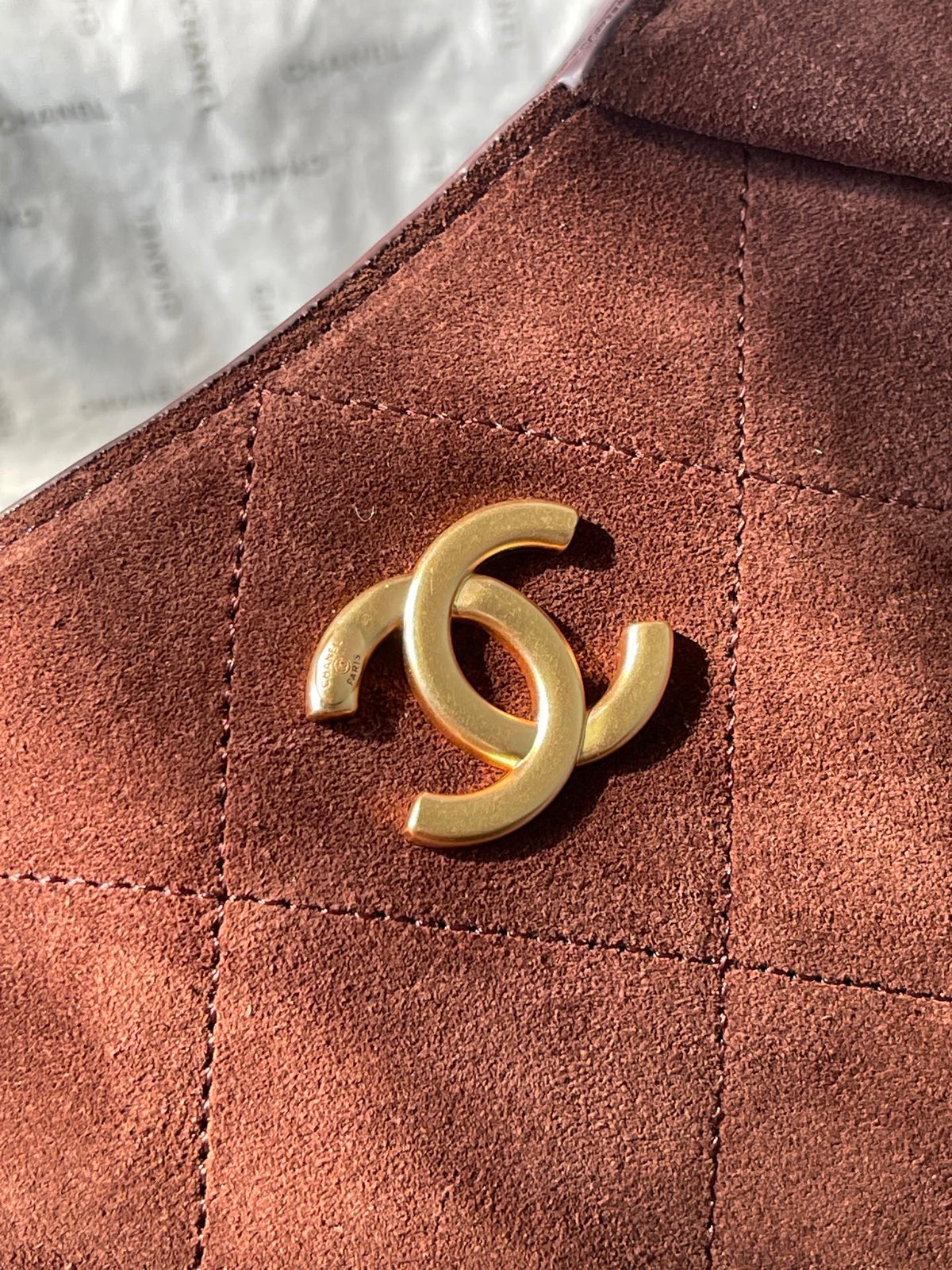 CC 25A Tote Bag 33cm Dark Brown Suede