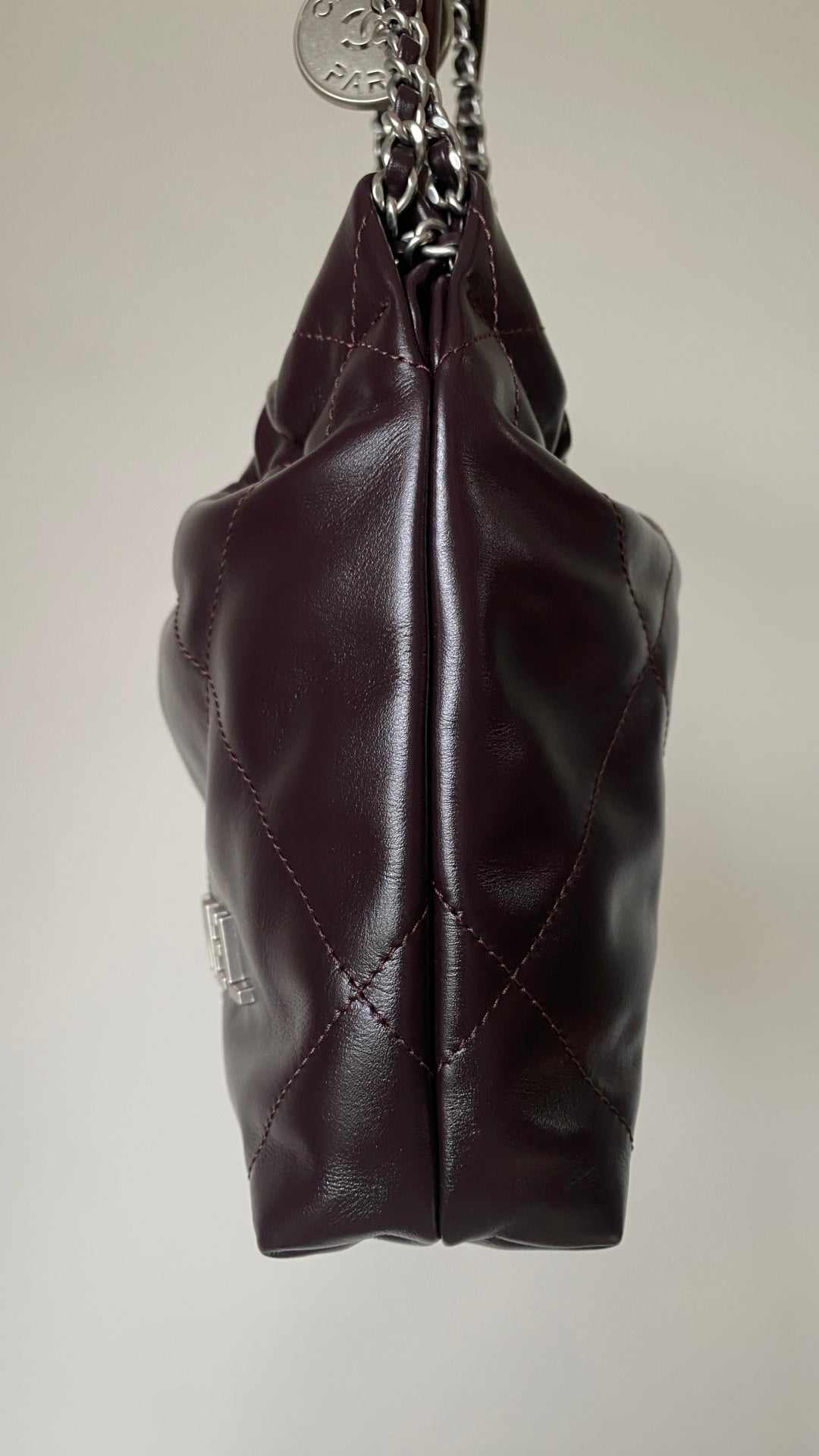 CC 24A Mini Hobo Bag 20cm Molten Dark Chocolate and Burgundy Lambskin SHW