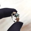 Emerald Sterling Silver Maple Leaf Ring