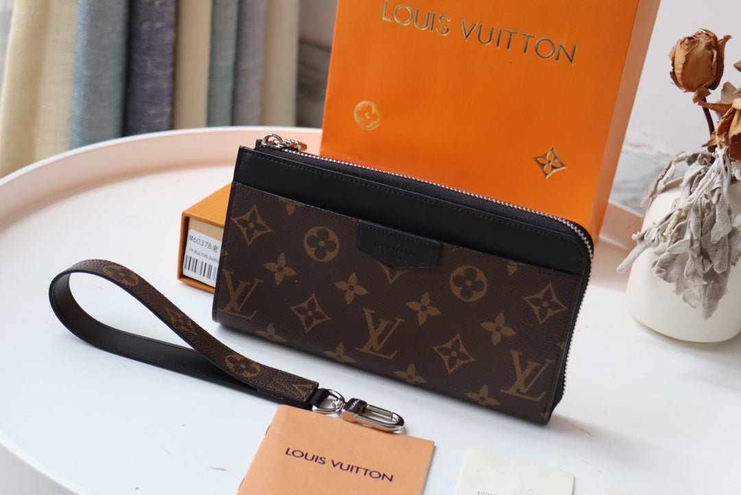 LV Dragonne Zipper Wallet Monogram Canvas & Cowhide 179407