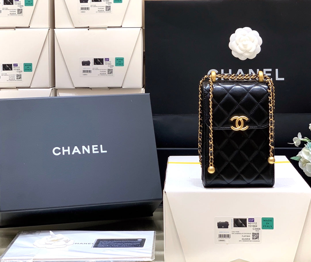CC 21s Phone Bag Black Lambskin GHW