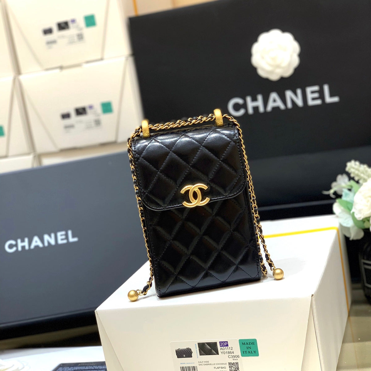 CC 21s Phone Bag Black Lambskin GHW