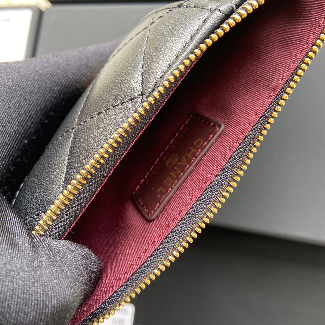 CC Classic Phone Pouch Black Lambskin GHW 229648