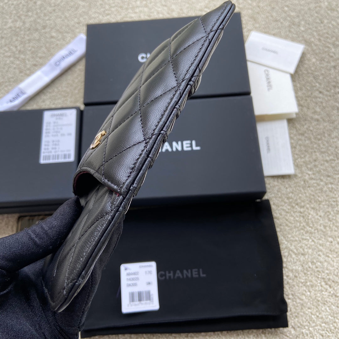 CC Classic Phone Pouch Black Lambskin GHW 229648