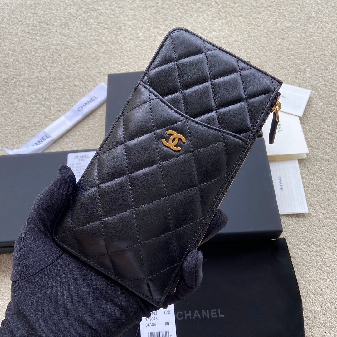 CC Classic Phone Pouch Black Lambskin GHW 229648