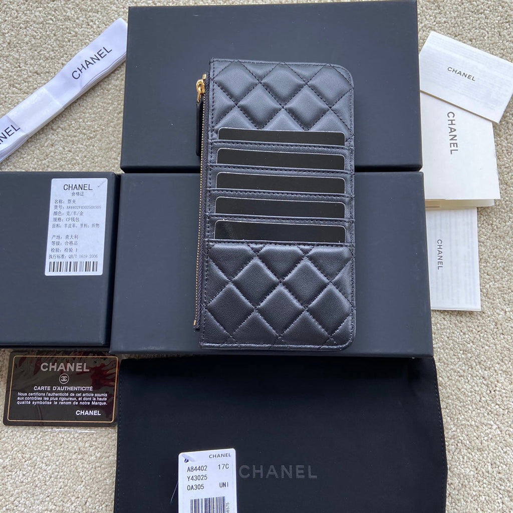 CC Classic Phone Pouch Black Lambskin GHW 229648