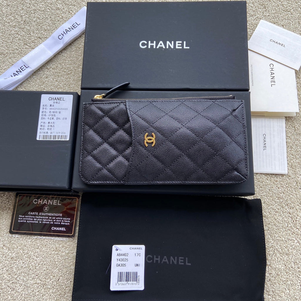 CC Classic Phone Pouch Black Caviar GHW 229654