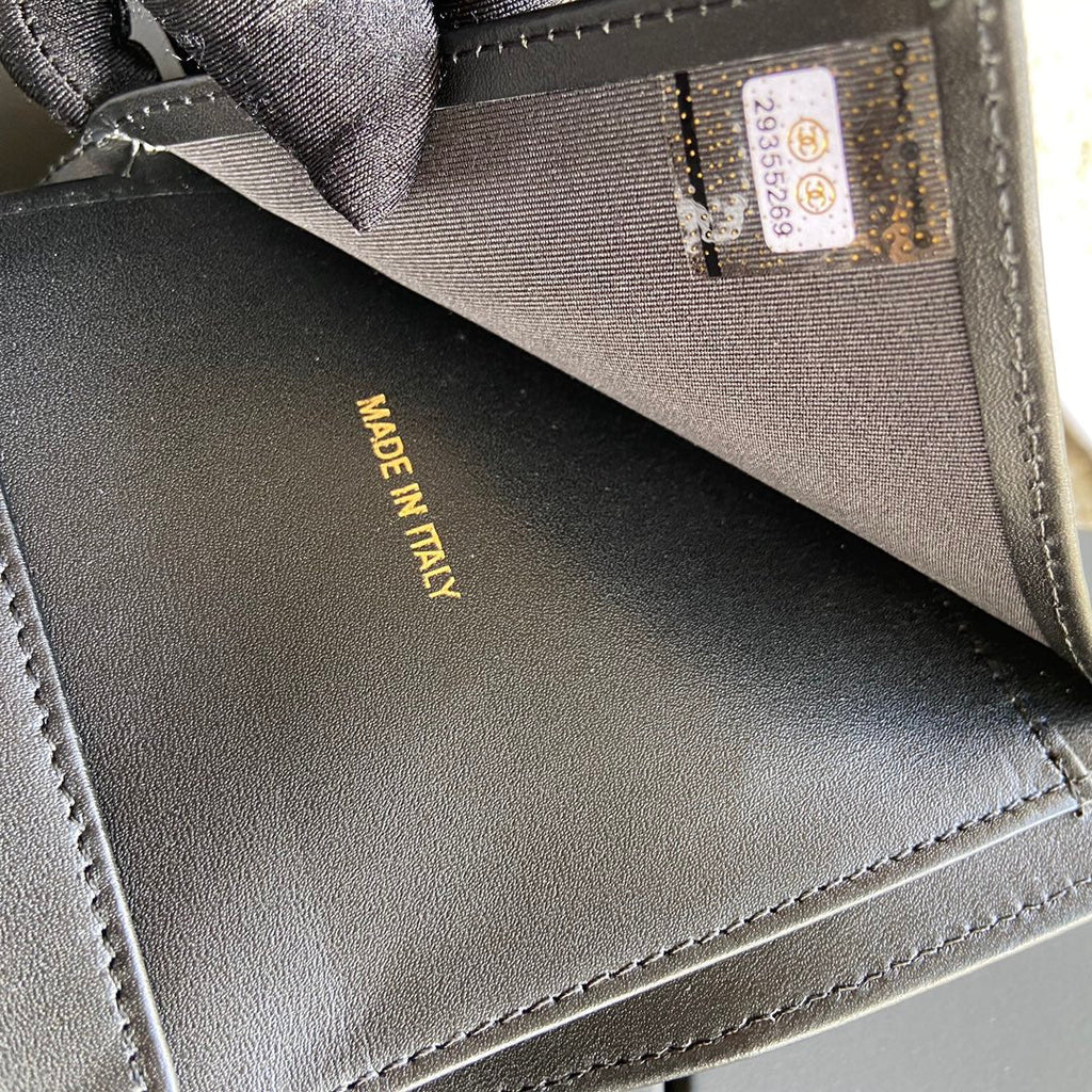 CC Boy Small Flap Wallet Black Sheepskin GHW 156518