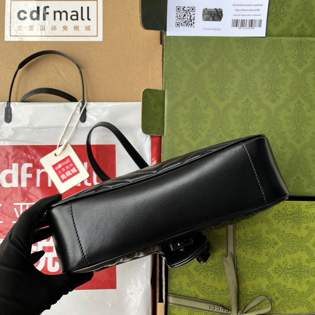 gg marmont 26cm all black calfskin
