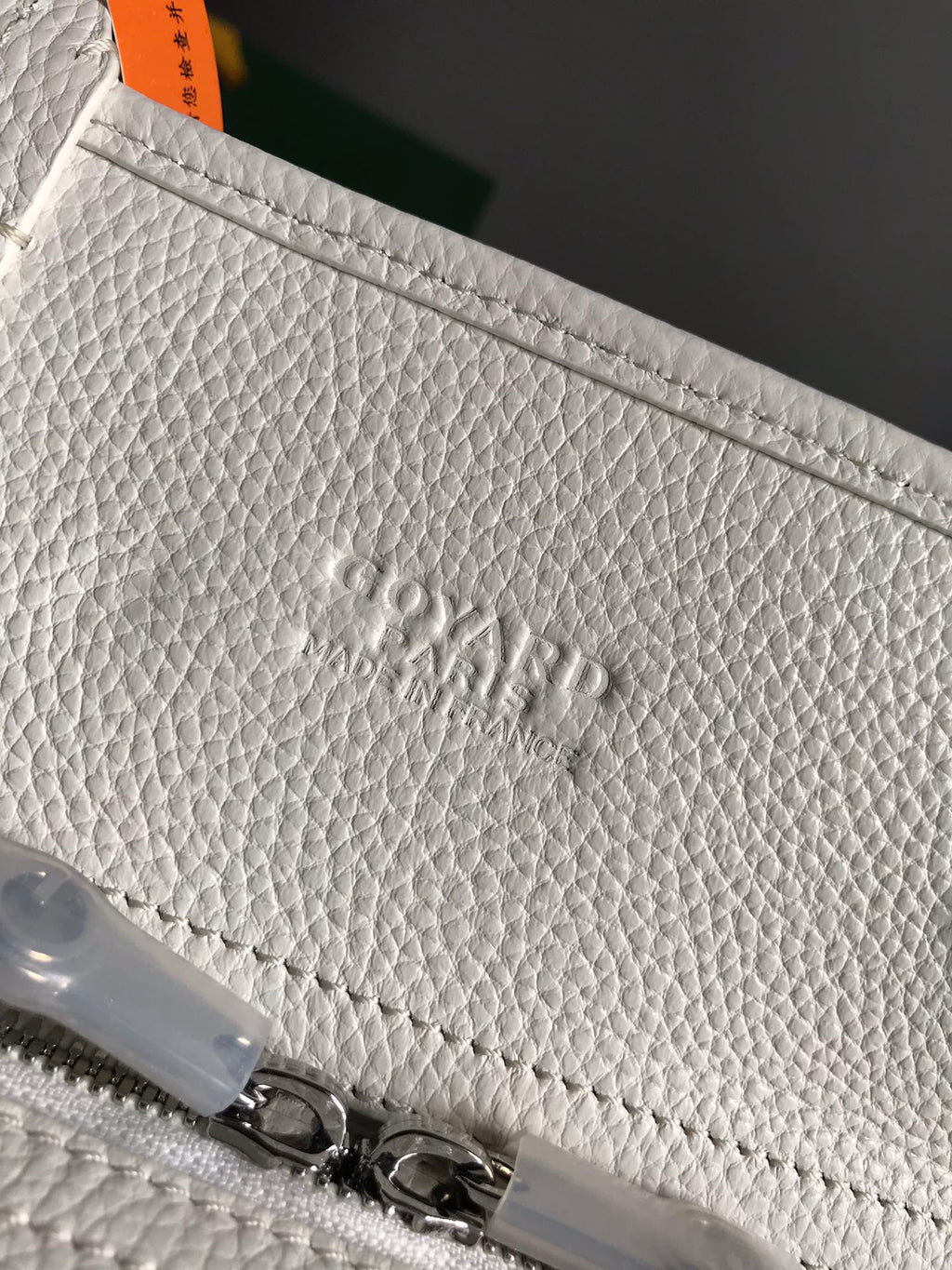 HARDY PM BAG 40 IN WHITE GOYARDINE CANVAS AND TAURILLON LEATHER TRIM