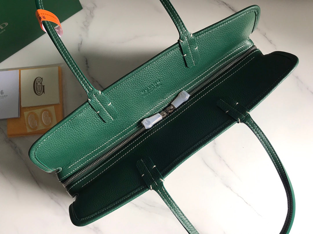HARDY PM BAG 40 IN GREEN GOYARDINE CANVAS AND TAURILLON LEATHER TRIM