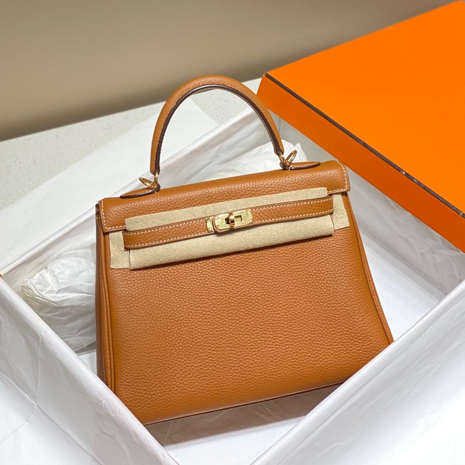 HM KELLY 28CM TAN TOGO GOLD HARDWARE