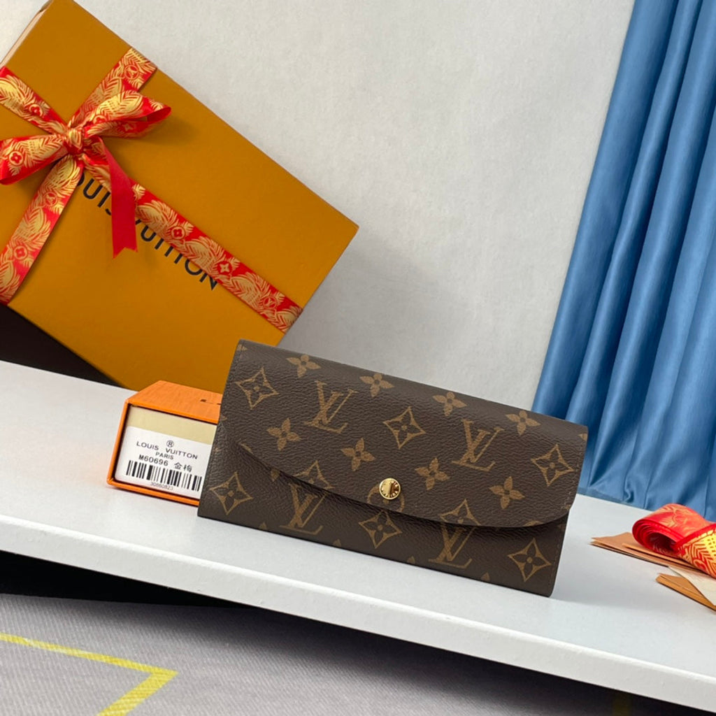 LV M60696 Emilie Wallet Brown Purple-red Monogram Canvas 221662