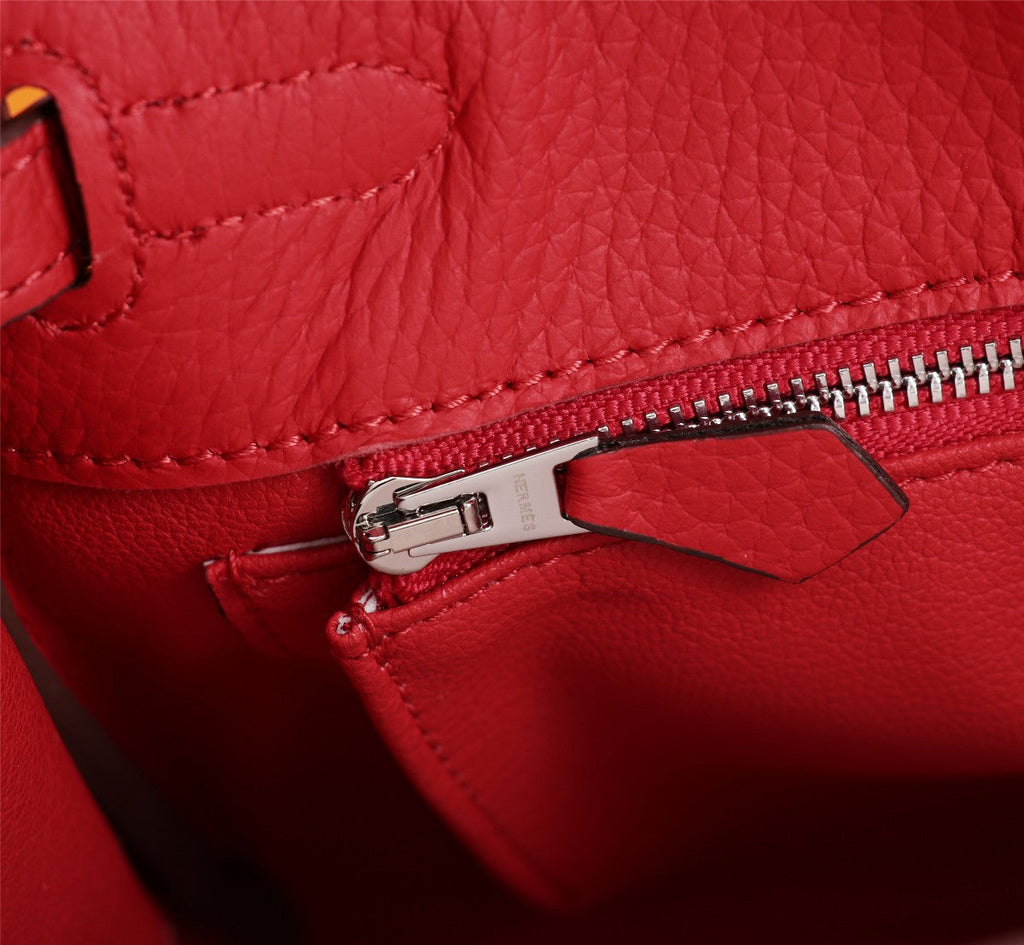 HM KELLY BAG 28 RED TOGO SILVER HARDWARE