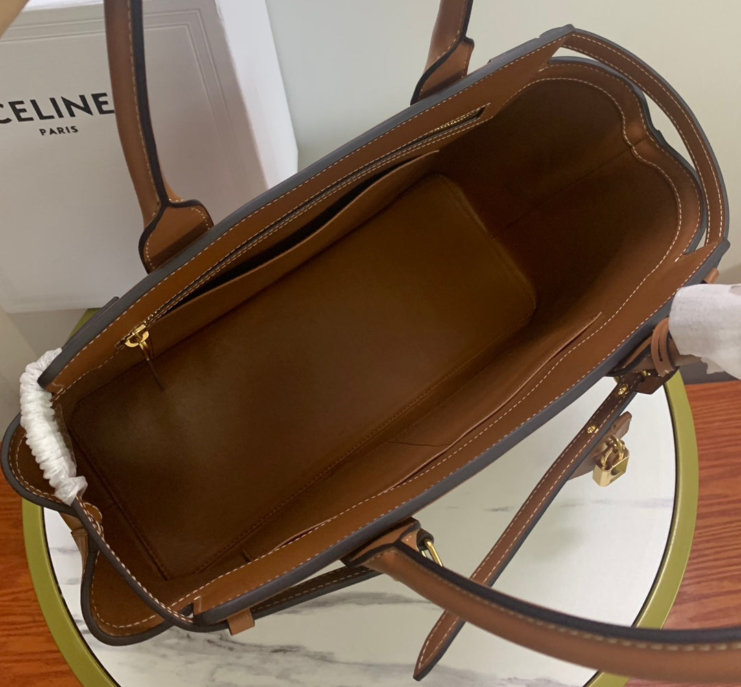 CONTI BAG 36 IN BRONZE BROWN CALFSKIN GOLD HARDWARE