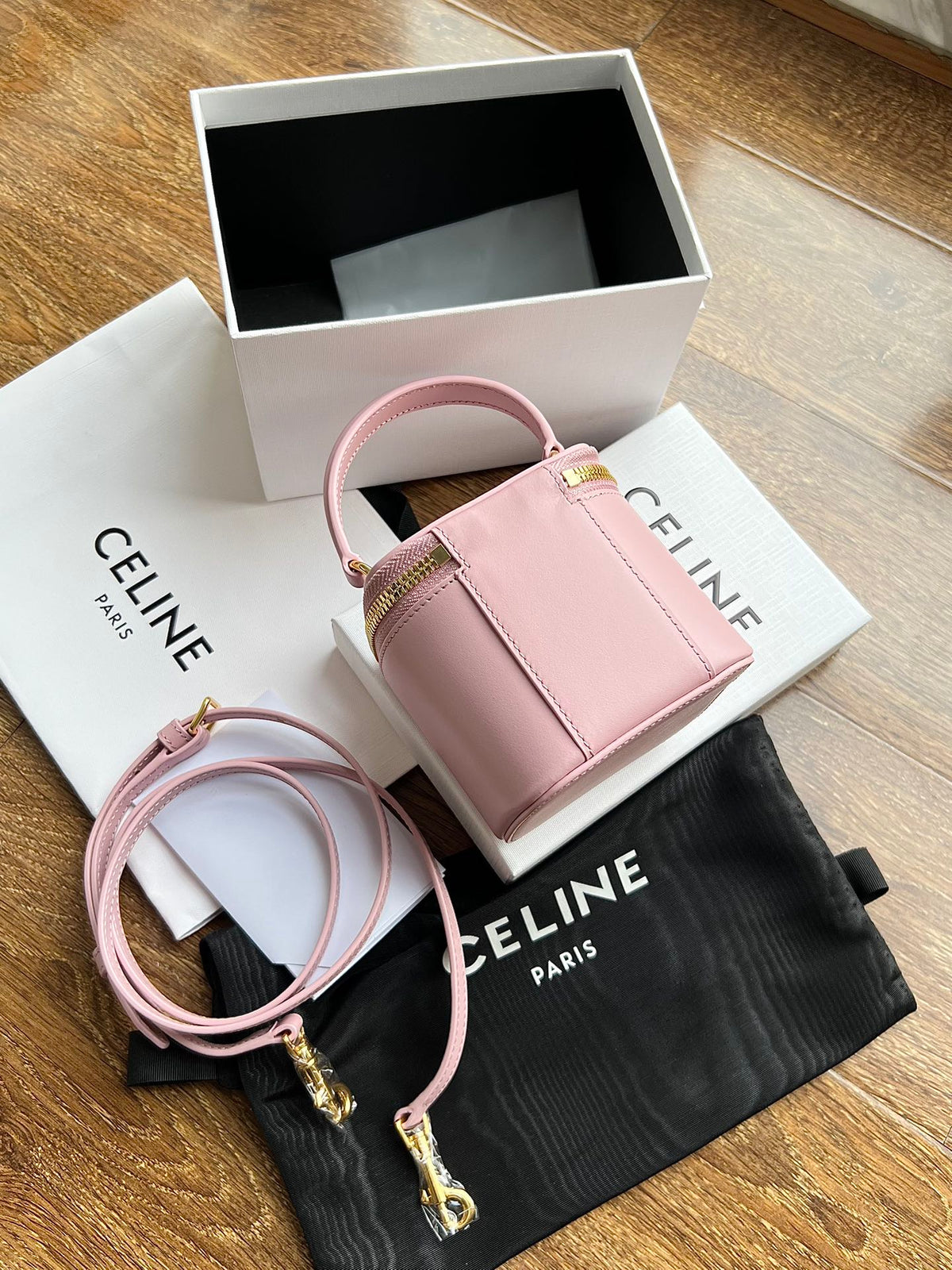 COSMETIC CASE 9 SMOOTH CALFSKIN PINK PASTEL BAG