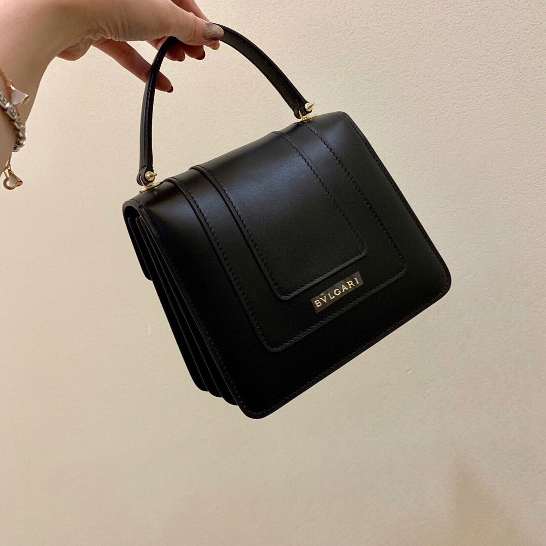 BVL Serpenti Forever Medium Top Handle Bag 20 cm Black Calfskin GHW 188652