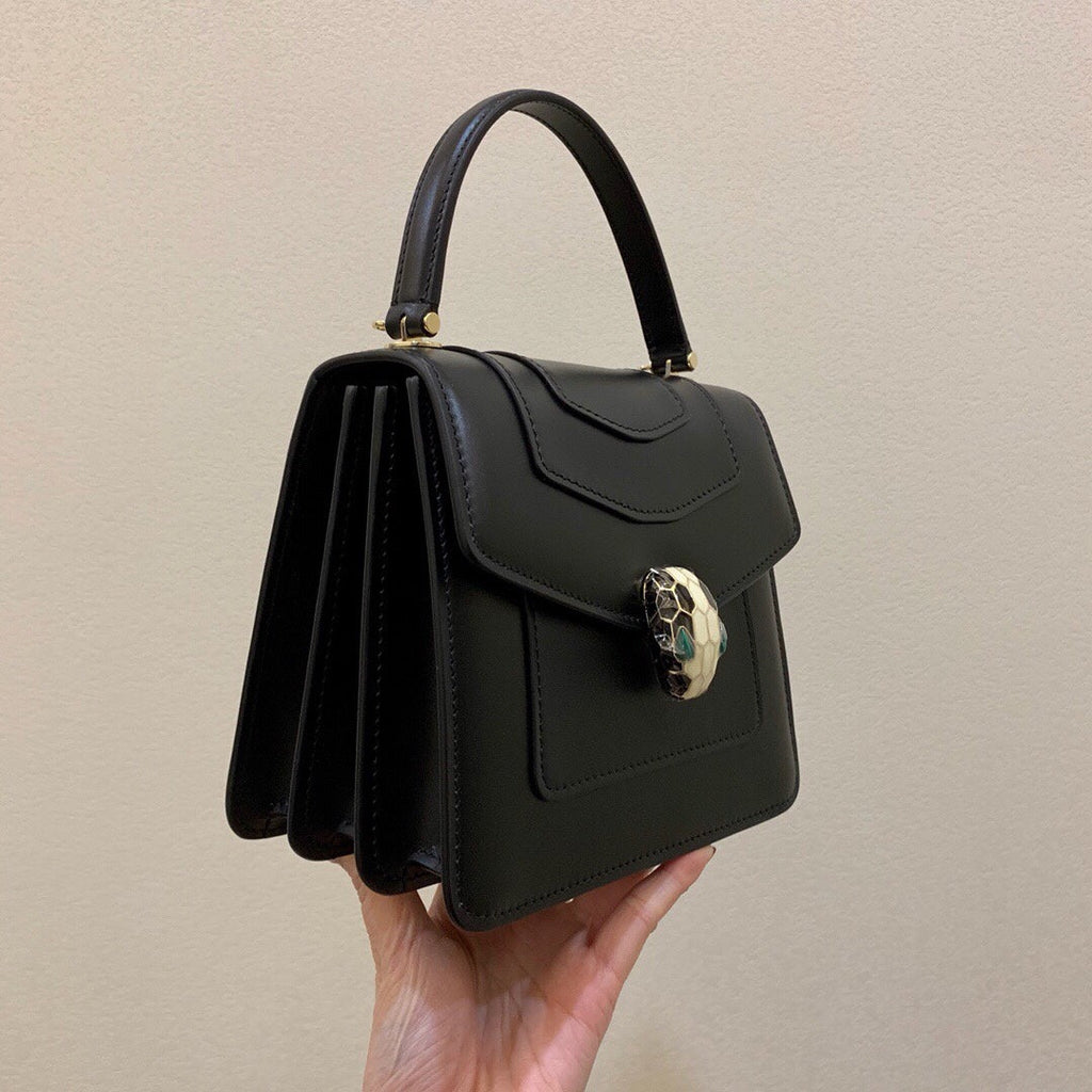 BVL Serpenti Forever Medium Top Handle Bag 20 cm Black Calfskin GHW 188652