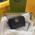 GG MINI 18 MARMONT MATELASS_ BLACK CALFSKIN WITH GOLDEN LOGO