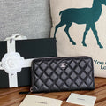 CC Zippy Long Wallet 19.5cm Black Caviar Sliver Steel 223947