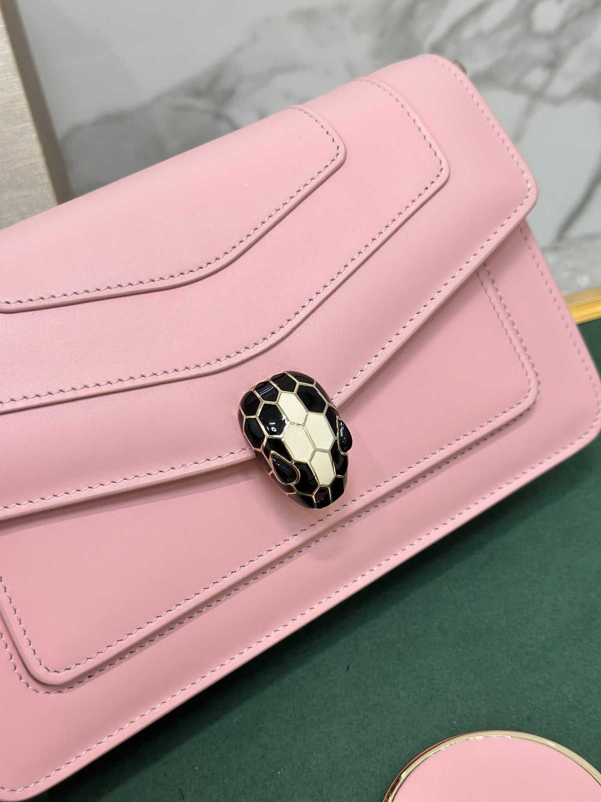 Serpenti Forever East-West Shoulder Bag 22cm Light Pink Cafskin GHW 188494