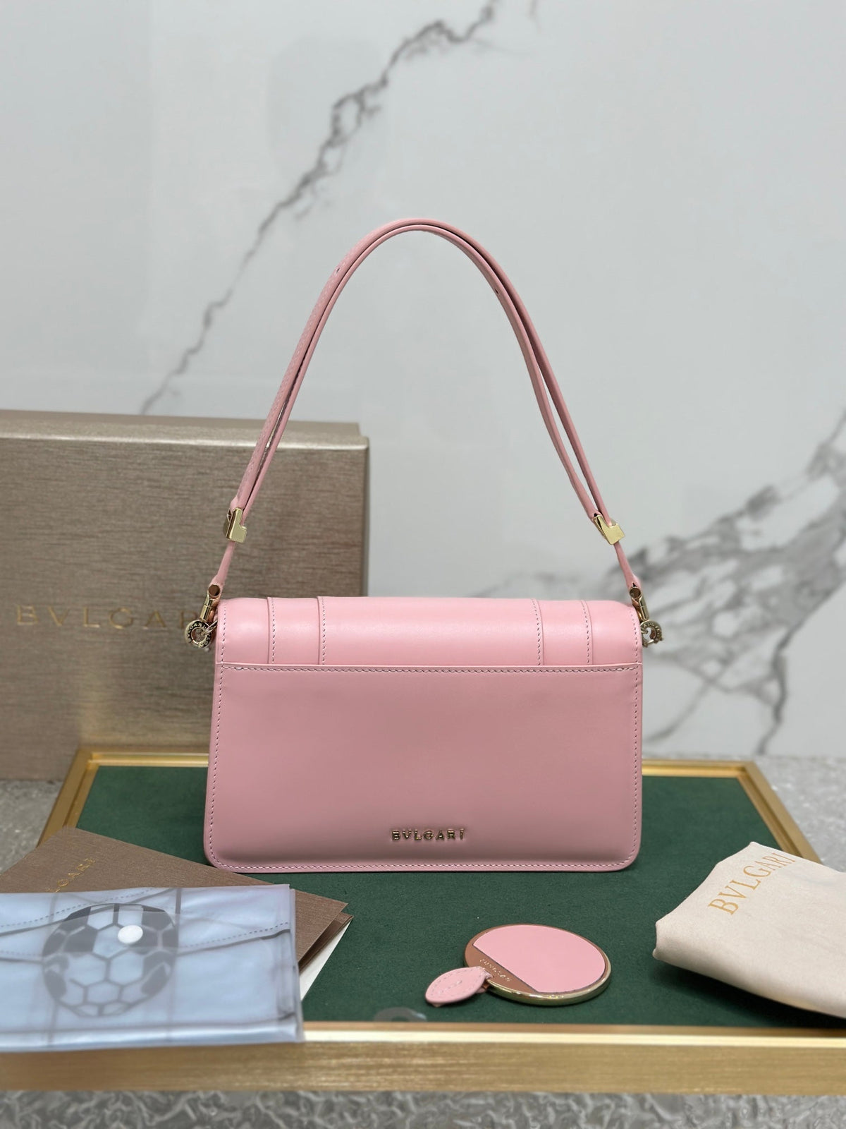 Serpenti Forever East-West Shoulder Bag 22cm Light Pink Cafskin GHW 188494