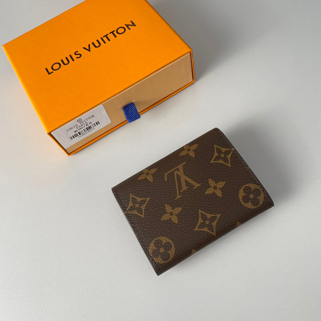 LV Enveloppe Carte De Visite Card Holder Monogram Canvas 221498