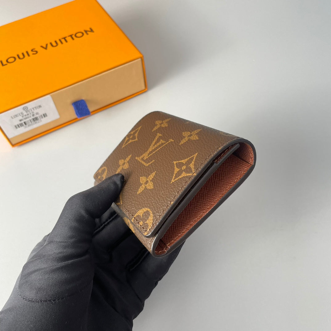 LV Enveloppe Carte De Visite Card Holder Monogram Canvas 221498