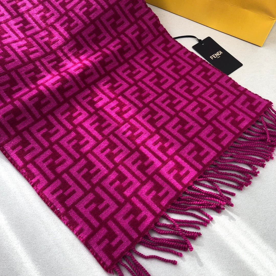 FF 180 CM SCRAF IN MAGENTA PURPLE CASHMERE AND WOOL