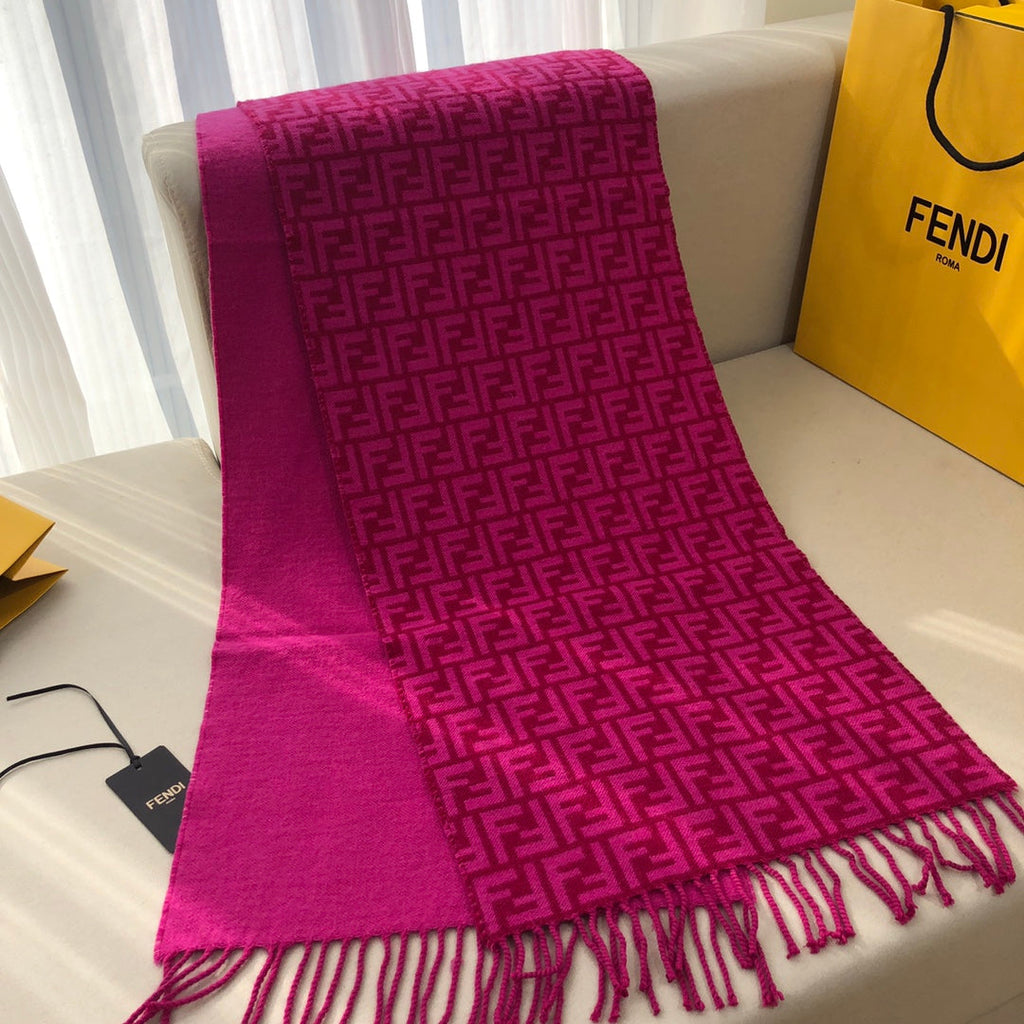FF 180 CM SCRAF IN MAGENTA PURPLE CASHMERE AND WOOL