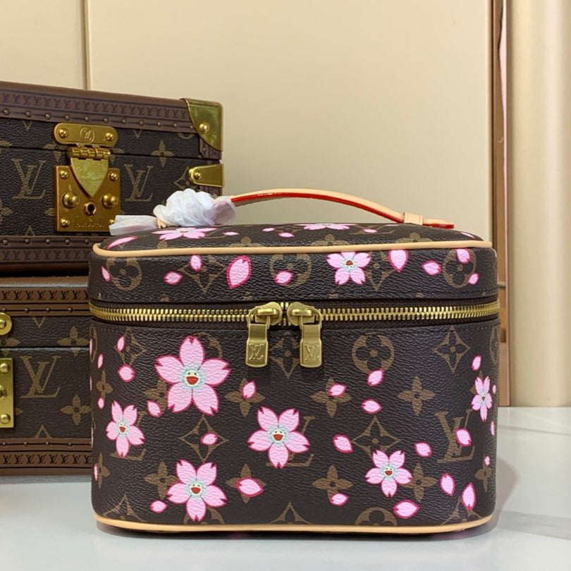LV x TM NICE 20cm Sakura Brown Cherry Blossom Monogram Canvas
