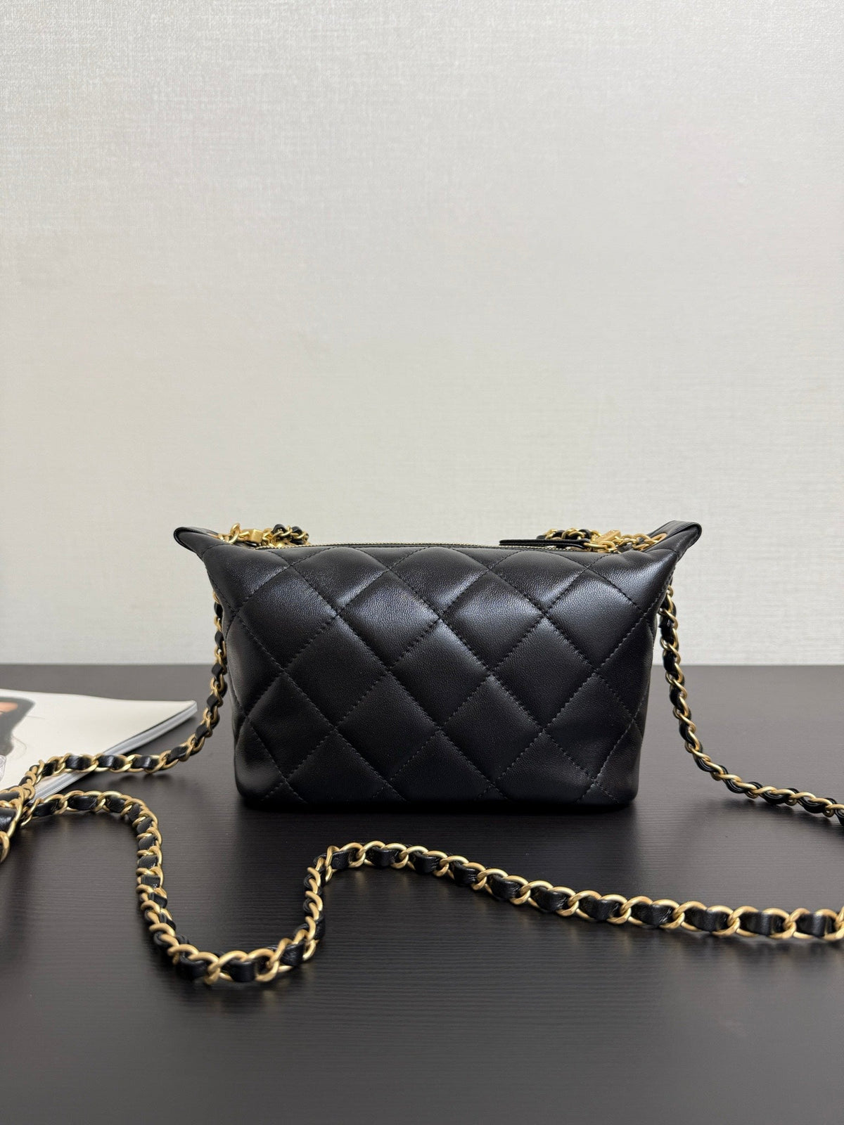 Chanel 2026 Matelassé Pearl Chain Bag Black Lambskin