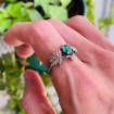Emerald Sterling Silver Twig Ring