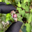 Garnet Sterling Silver Maple Leaf Ring