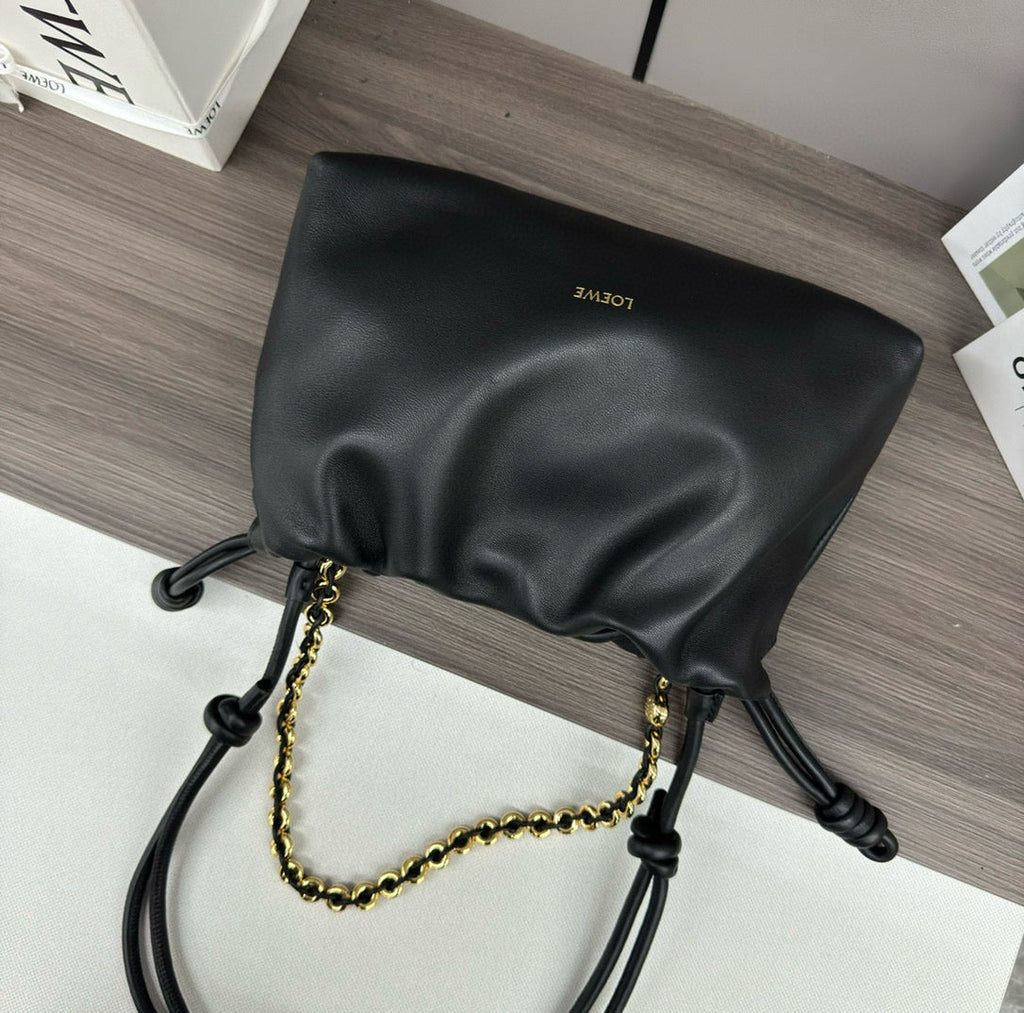 Loew Medium Flamenco Bag 30cm Black Lambskin