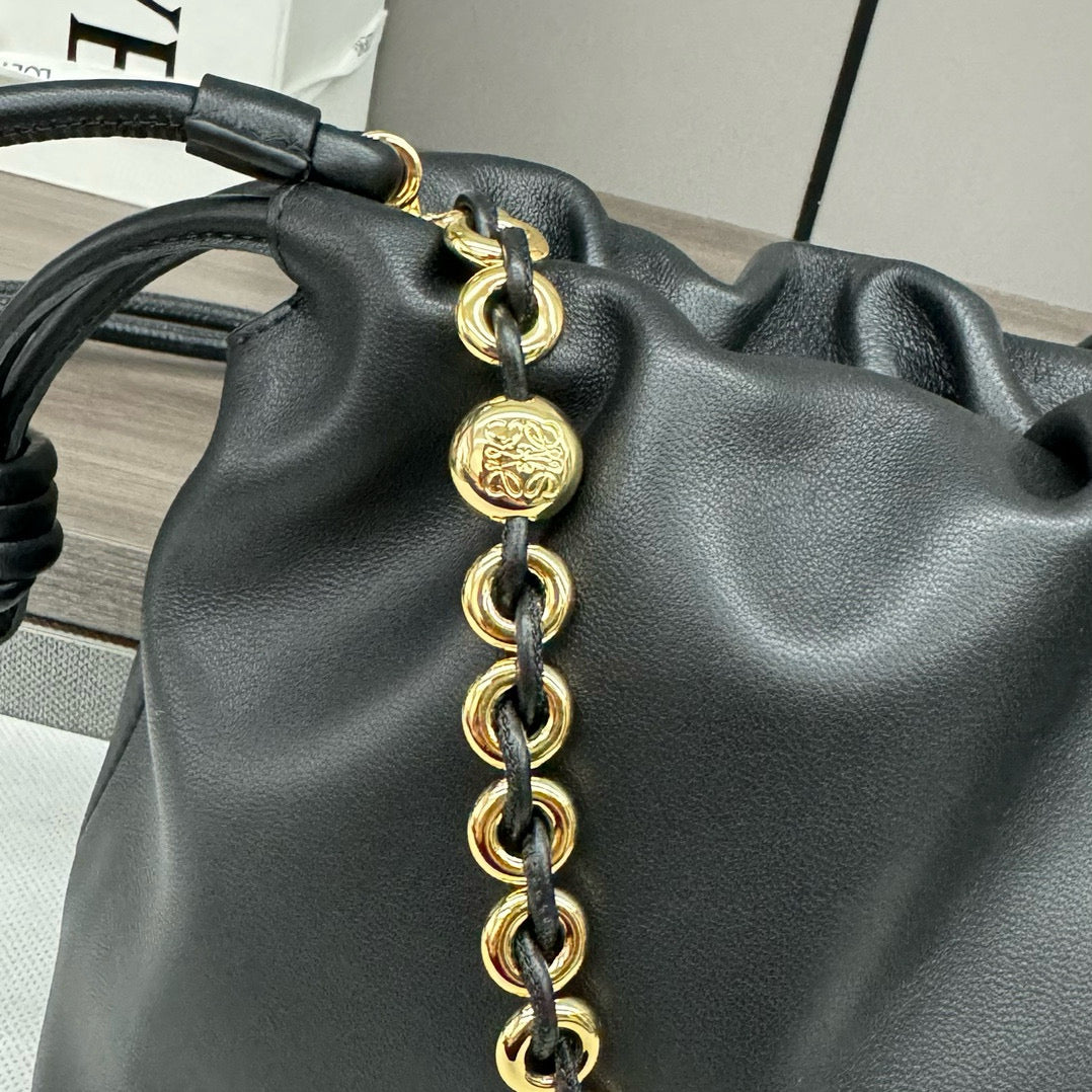 Loew Medium Flamenco Bag 30cm Black Lambskin
