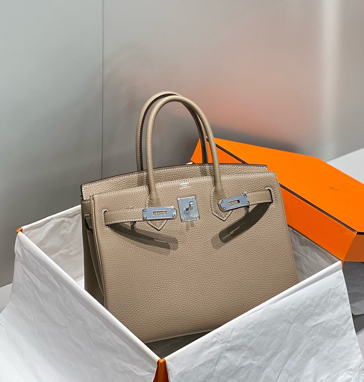 HM BIRKIN 30CM BROWN TOGO LEATHER SILVER HARDWARE