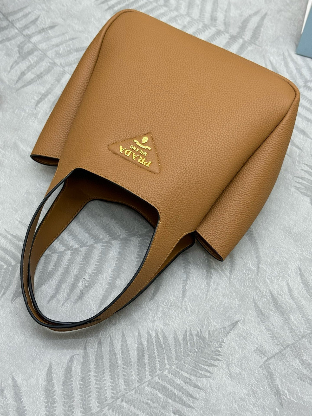 Prada Medium Leather Tote Bag Caramel Calfskin