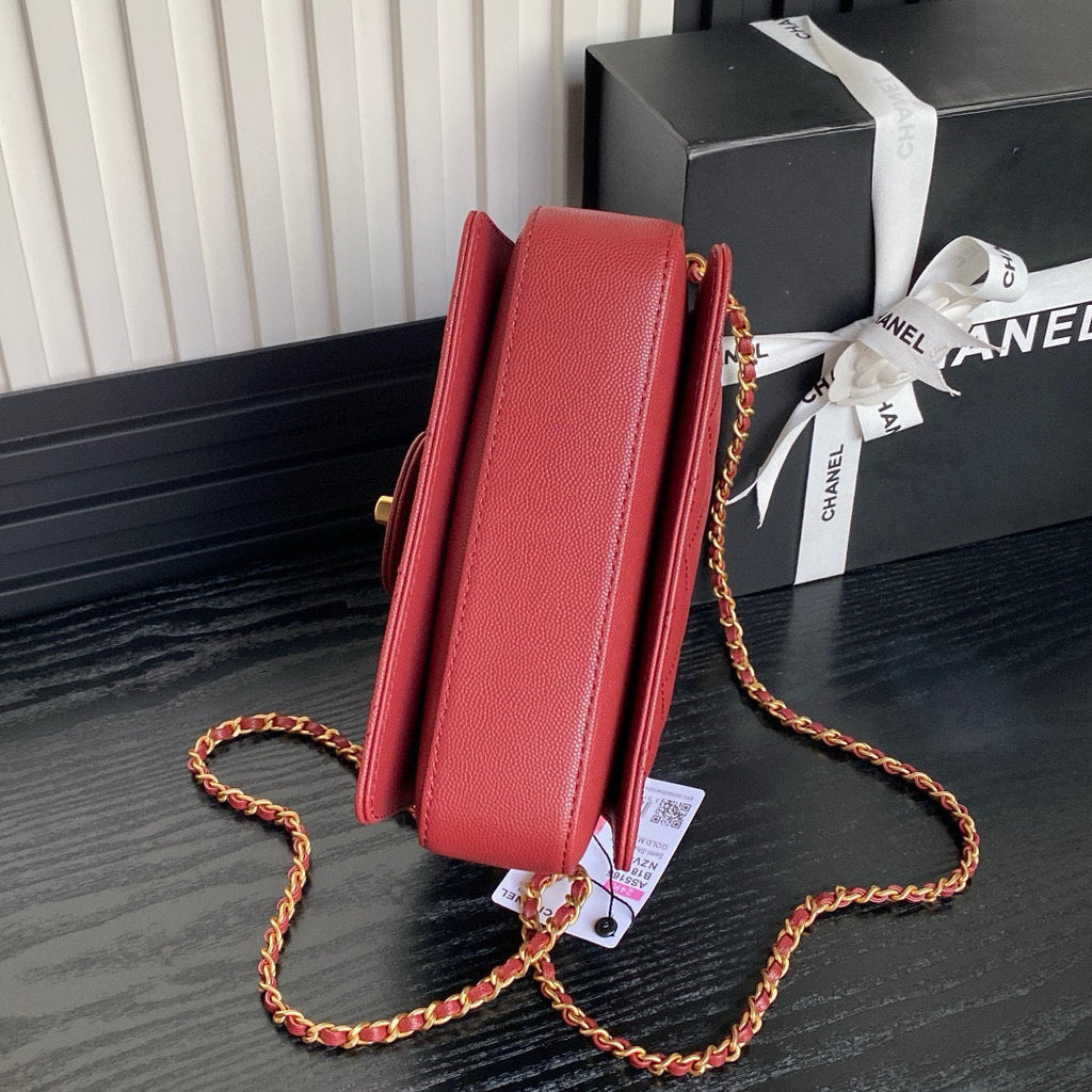 CC 24K Top Handle 19cm Burgundy Calfskin Gold Hardware