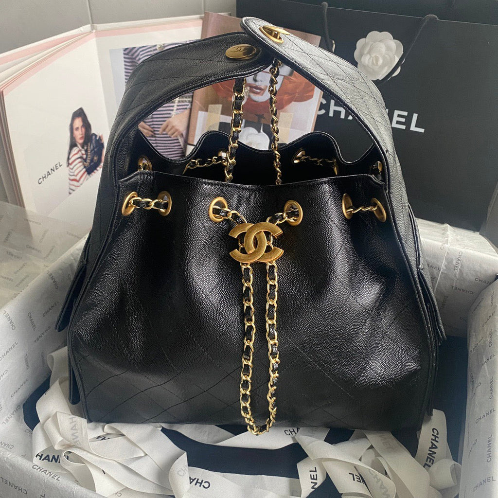 25C Hobo Bag 31cm Black Calfskin